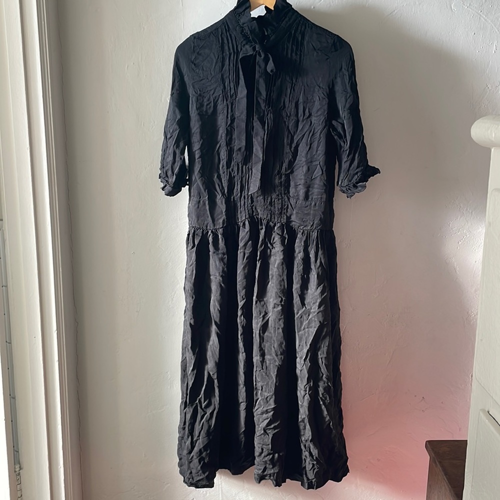 Suzanne Rae black cupro drop waist dress